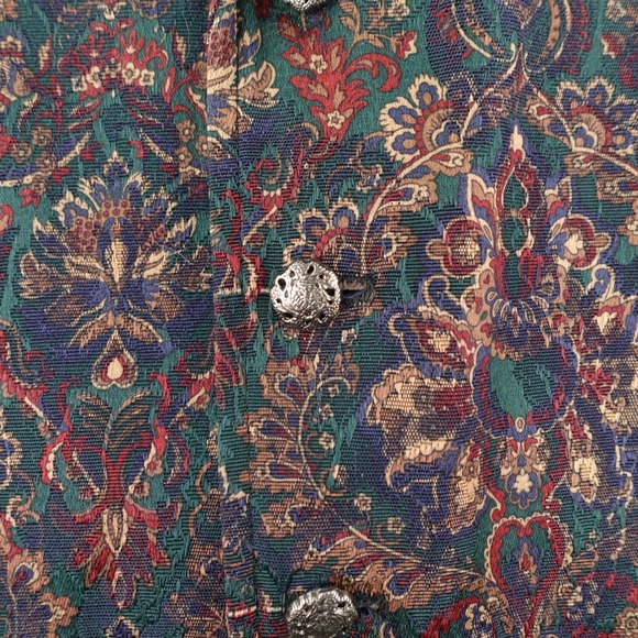 Wah Maker Vest Men Large Floral Western Paisley Frontier Clothing USA Cowboy - Picture 4 of 11